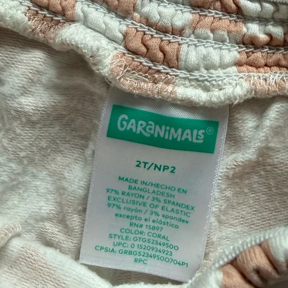 Garanimals|Baby girl,toddler Soft Peach coral checkered summer set,tee & shorts• - Picture 6 of 6